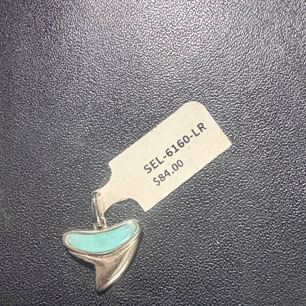 Sterling Silver Turquoise Chevron Pendant - Aqua
